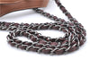 Authentic CHANEL CC Logo Chain Shoulder Hand Tote Bag Leather Gray Brown J2577