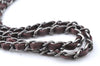 Authentic CHANEL CC Logo Chain Shoulder Hand Tote Bag Leather Gray Brown J2577