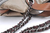 Authentic CHANEL CC Logo Chain Shoulder Hand Tote Bag Leather Gray Brown J2577
