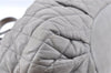 Authentic CHANEL CC Logo Chain Shoulder Hand Tote Bag Leather Gray Brown J2577