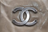 Authentic CHANEL CC Logo Chain Shoulder Hand Tote Bag Leather Gray Brown J2577