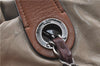Authentic CHANEL CC Logo Chain Shoulder Hand Tote Bag Leather Gray Brown J2577