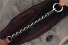 Authentic CHANEL CC Logo Chain Shoulder Hand Tote Bag Leather Gray Brown J2577
