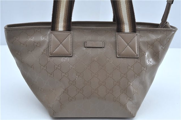 Authentic GUCCI Impreme Hand Tote Bag GG PVC Leather 374433 Beige J2579
