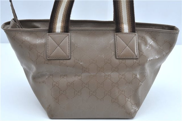 Authentic GUCCI Impreme Hand Tote Bag GG PVC Leather 374433 Beige J2579