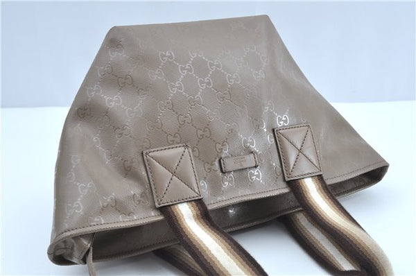 Authentic GUCCI Impreme Hand Tote Bag GG PVC Leather 374433 Beige J2579