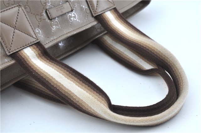 Authentic GUCCI Impreme Hand Tote Bag GG PVC Leather 374433 Beige J2579