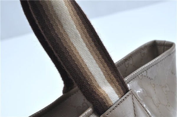 Authentic GUCCI Impreme Hand Tote Bag GG PVC Leather 374433 Beige J2579