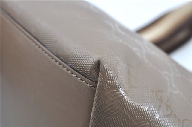 Authentic GUCCI Impreme Hand Tote Bag GG PVC Leather 374433 Beige J2579