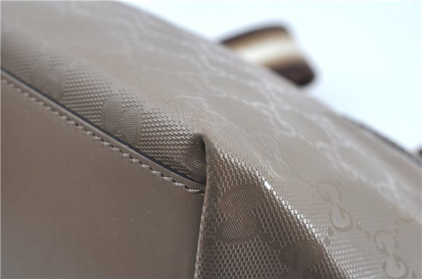 Authentic GUCCI Impreme Hand Tote Bag GG PVC Leather 374433 Beige J2579