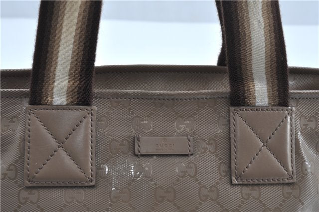 Authentic GUCCI Impreme Hand Tote Bag GG PVC Leather 374433 Beige J2579