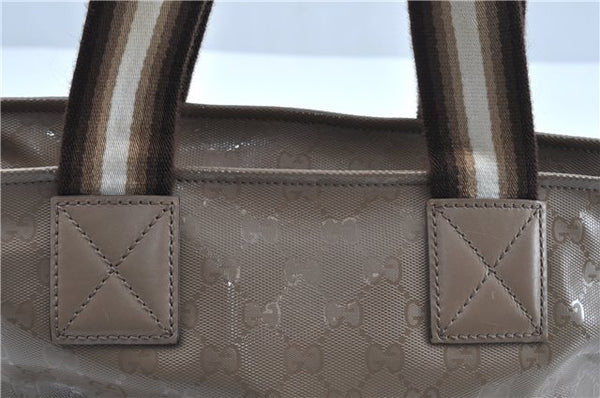Authentic GUCCI Impreme Hand Tote Bag GG PVC Leather 374433 Beige J2579