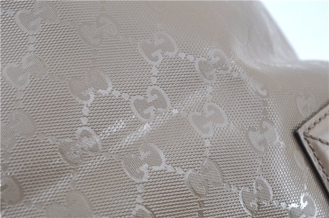 Authentic GUCCI Impreme Hand Tote Bag GG PVC Leather 374433 Beige J2579