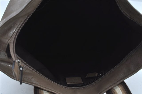 Authentic GUCCI Impreme Hand Tote Bag GG PVC Leather 374433 Beige J2579