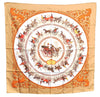 Authentic HERMES Carre 90 Scarf "La Promenade de Longchamps" Silk Beige J2592