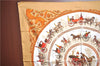 Authentic HERMES Carre 90 Scarf "La Promenade de Longchamps" Silk Beige J2592