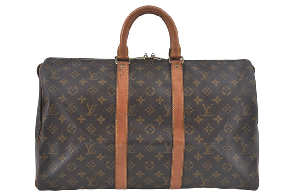 Authentic Louis Vuitton Monogram Keepall 45 Travel Boston Bag M41428 LV J2599