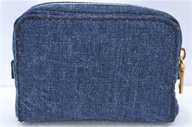 Authentic PRADA Denim Leather Pouch Purse 1N0340 Blue J2610