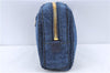 Authentic PRADA Denim Leather Pouch Purse 1N0340 Blue J2610