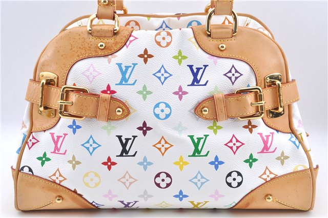 Authentic Louis Vuitton Monogram Multicolor Claudia Hand Bag M40193 White J2615