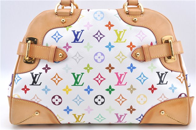 Authentic Louis Vuitton Monogram Multicolor Claudia Hand Bag M40193 White J2615