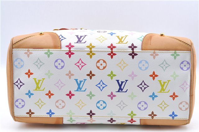 Authentic Louis Vuitton Monogram Multicolor Claudia Hand Bag M40193 White J2615