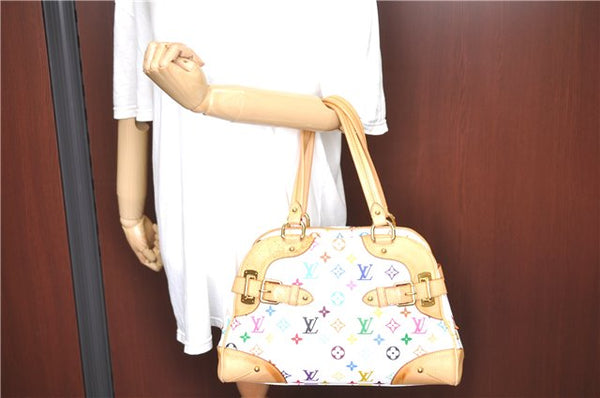 Authentic Louis Vuitton Monogram Multicolor Claudia Hand Bag M40193 White J2615