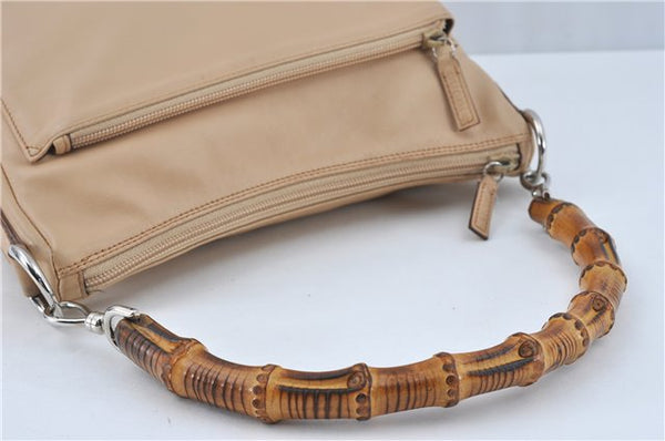 Authentic GUCCI Bamboo Shoulder Hand Bag Purse Leather 0008509 Beige J2616