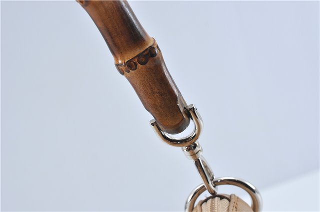 Authentic GUCCI Bamboo Shoulder Hand Bag Purse Leather 0008509 Beige J2616