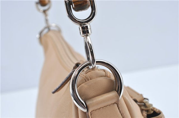 Authentic GUCCI Bamboo Shoulder Hand Bag Purse Leather 0008509 Beige J2616