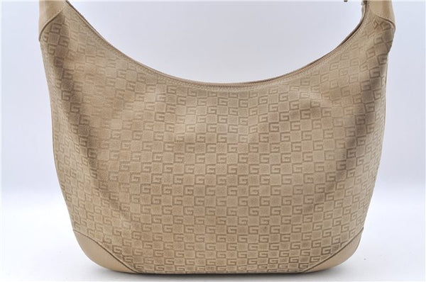 Authentic GUCCI Shoulder Hand Bag Purse GG Suede Leather 0014157 Beige J2624