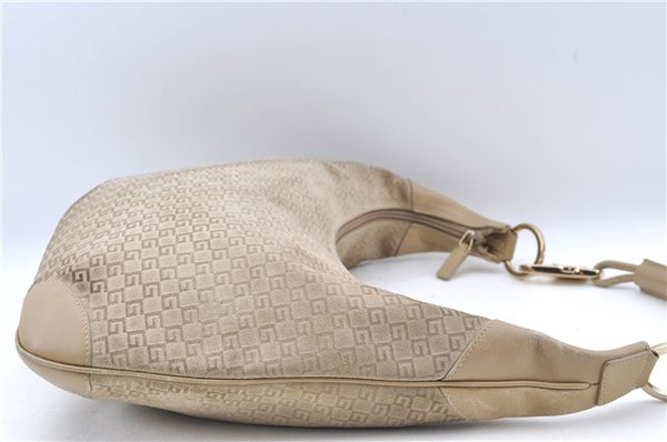 Authentic GUCCI Shoulder Hand Bag Purse GG Suede Leather 0014157 Beige J2624