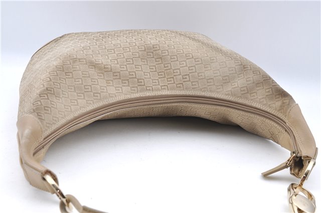 Authentic GUCCI Shoulder Hand Bag Purse GG Suede Leather 0014157 Beige J2624