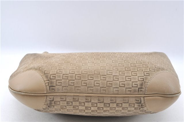 Authentic GUCCI Shoulder Hand Bag Purse GG Suede Leather 0014157 Beige J2624