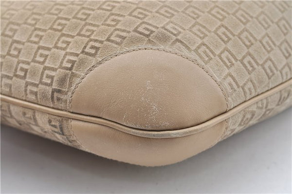 Authentic GUCCI Shoulder Hand Bag Purse GG Suede Leather 0014157 Beige J2624