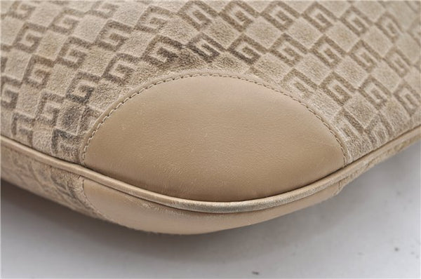 Authentic GUCCI Shoulder Hand Bag Purse GG Suede Leather 0014157 Beige J2624