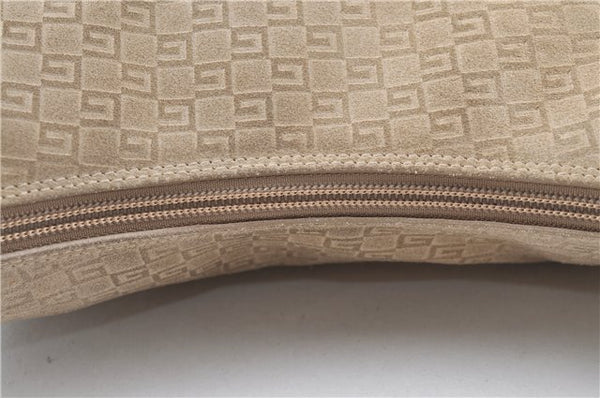 Authentic GUCCI Shoulder Hand Bag Purse GG Suede Leather 0014157 Beige J2624