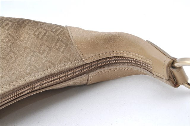 Authentic GUCCI Shoulder Hand Bag Purse GG Suede Leather 0014157 Beige J2624