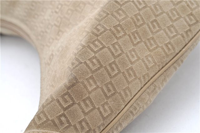 Authentic GUCCI Shoulder Hand Bag Purse GG Suede Leather 0014157 Beige J2624