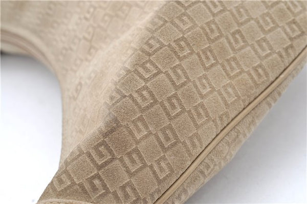 Authentic GUCCI Shoulder Hand Bag Purse GG Suede Leather 0014157 Beige J2624