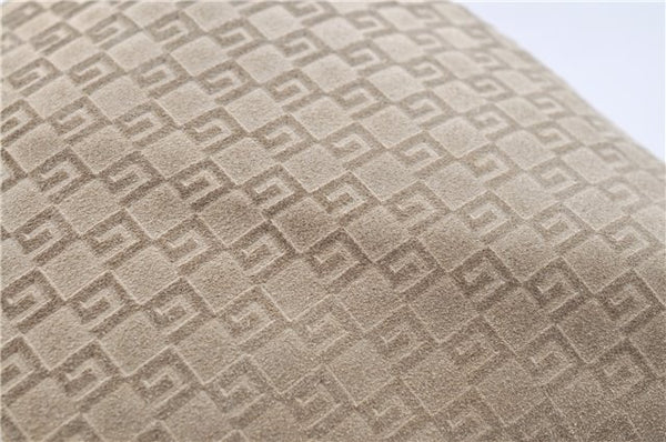 Authentic GUCCI Shoulder Hand Bag Purse GG Suede Leather 0014157 Beige J2624