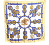 Authentic HERMES Carre 90 Scarf "Cuivreries" Silk Yellow Blue Gold J2625