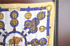 Authentic HERMES Carre 90 Scarf "Cuivreries" Silk Yellow Blue Gold J2625