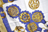 Authentic HERMES Carre 90 Scarf "Cuivreries" Silk Yellow Blue Gold J2625