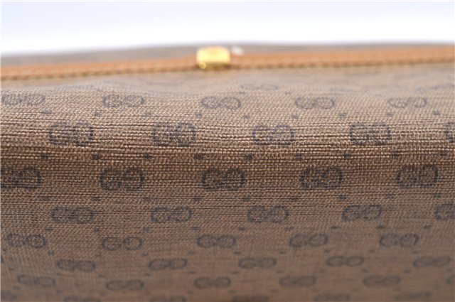 Authentic GUCCI Micro GG PVC Leather Shoulder Cross Body Bag Purse Brown J2641