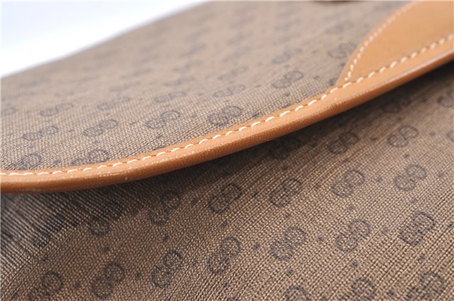 Authentic GUCCI Micro GG PVC Leather Shoulder Cross Body Bag Purse Brown J2641