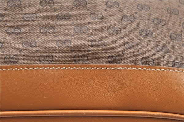 Authentic GUCCI Micro GG PVC Leather Shoulder Cross Body Bag Purse Brown J2641