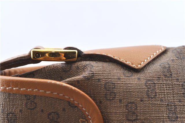 Authentic GUCCI Micro GG PVC Leather Shoulder Cross Body Bag Purse Brown J2641