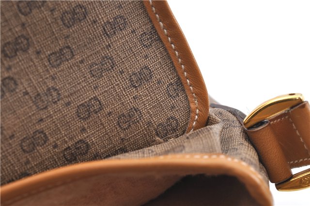 Authentic GUCCI Micro GG PVC Leather Shoulder Cross Body Bag Purse Brown J2641