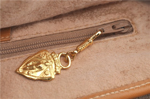 Authentic GUCCI Micro GG PVC Leather Shoulder Cross Body Bag Purse Brown J2641